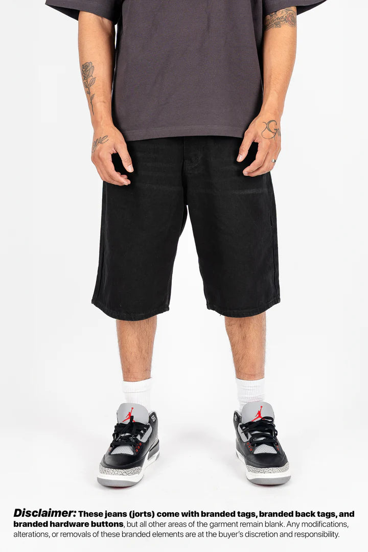 Black Denim Jorts & Sneakers Look